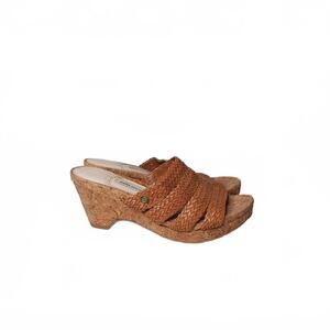 Dana Buchman Brown Woven Wedge Platform Sandals Size 7.5M